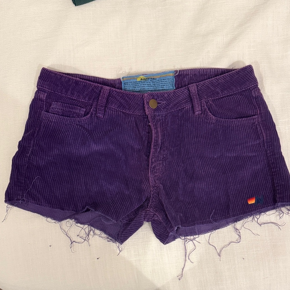 Aviator Nation Purple Corduroy Jean Shorts